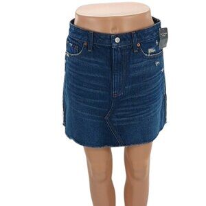 ABERCROMBIE & Fitch Denim Skirt Distressed A Line Zoe Casual Side Stripe Size 4